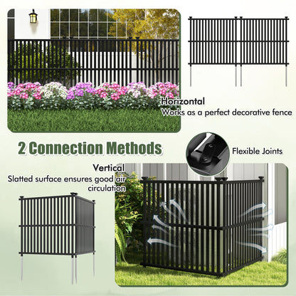 2 Pack 114 x 114 cm Air Conditioner Fence Panel with Metal Ground Stakes-Black