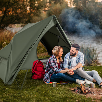 2-Person Camping Cot Tent for Adults with Pop-up Tent Shelter-Green