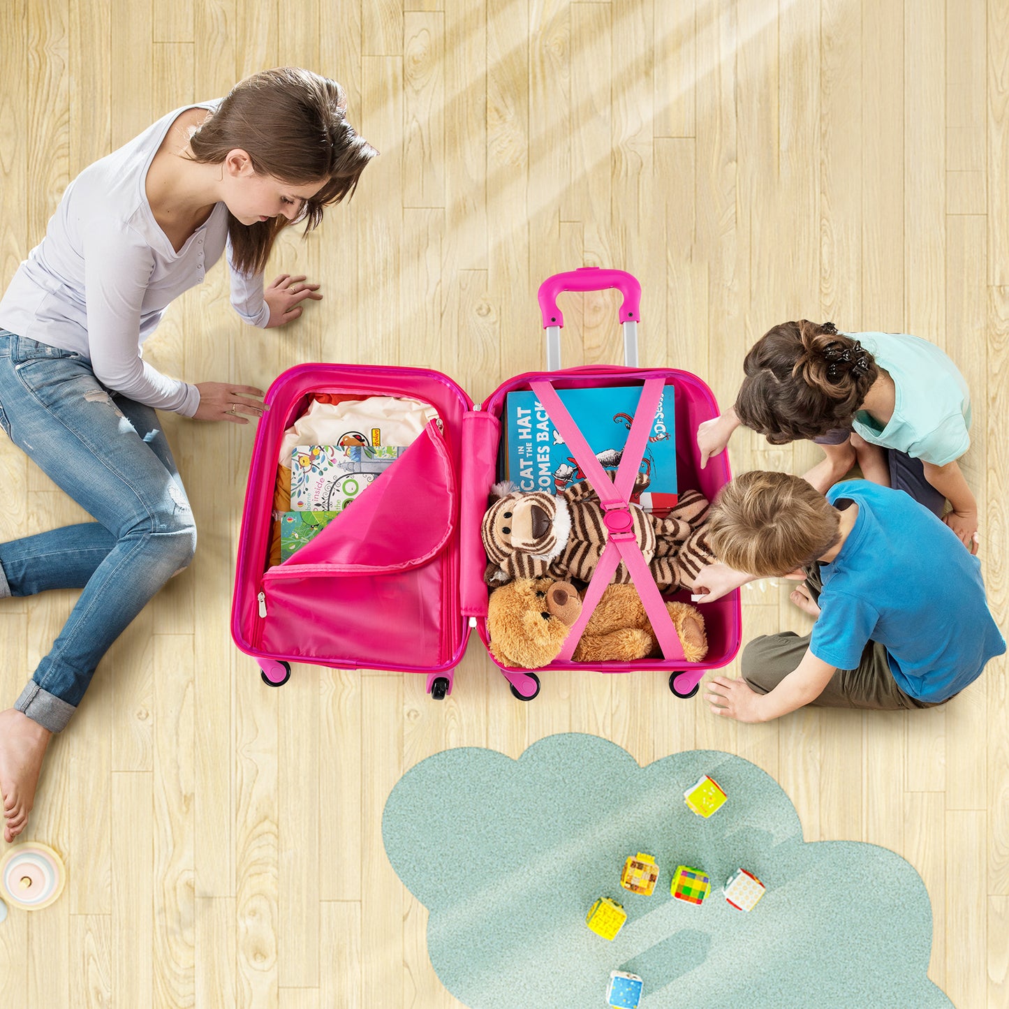 2-Piece Carry-on Luggage Set with Spinner Wheels for Children-Mermaid-Pink