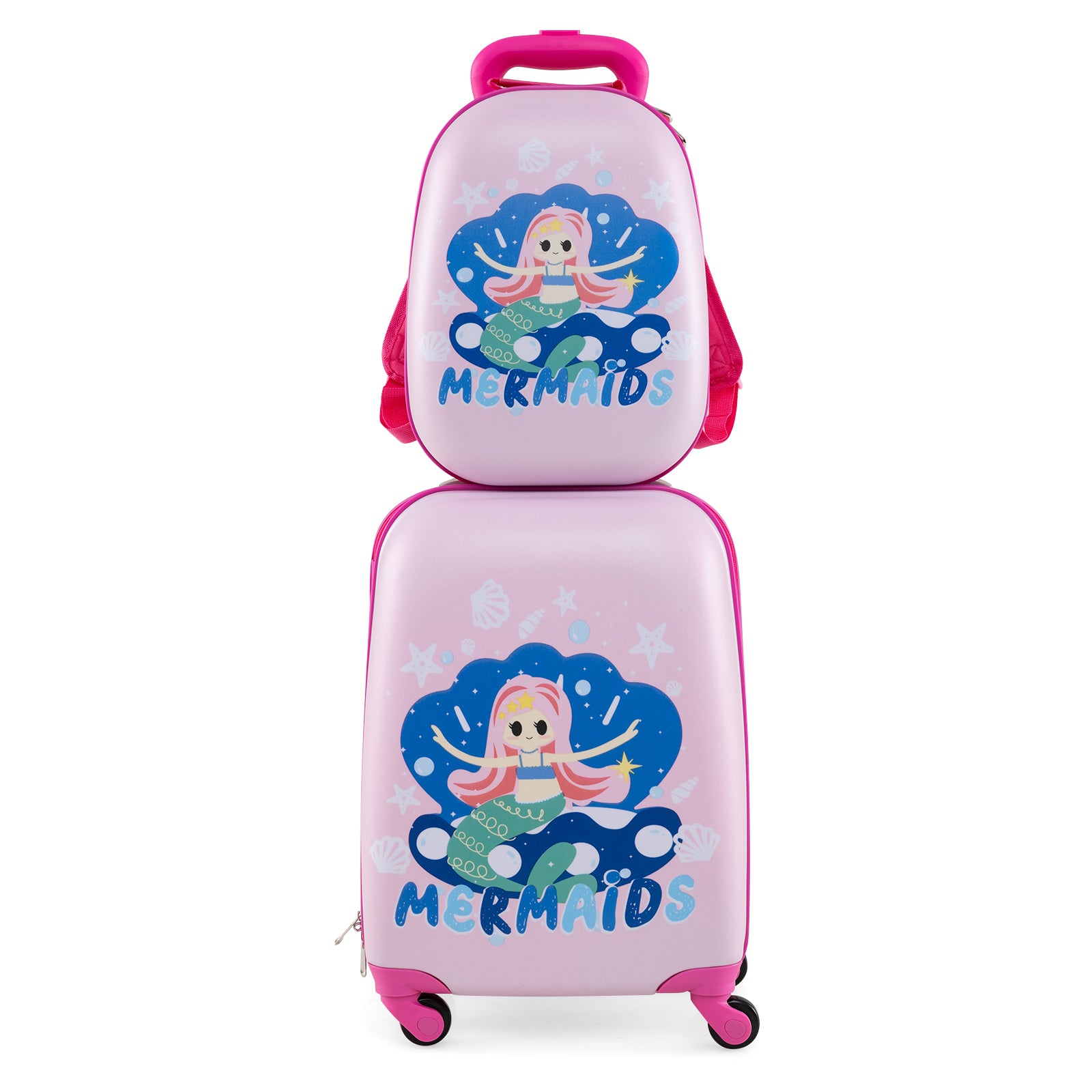 2-Piece Carry-on Luggage Set with Spinner Wheels for Children-Mermaid-Pink