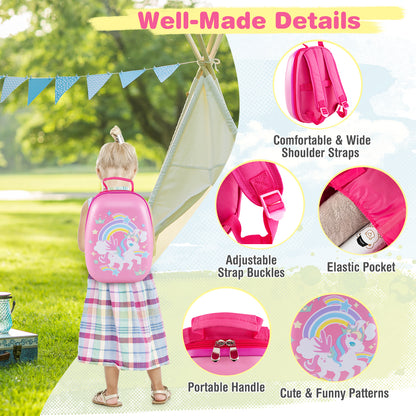 2-Piece Carry-on Luggage Set with Spinner Wheels for Children-Unicorn-Peach Red