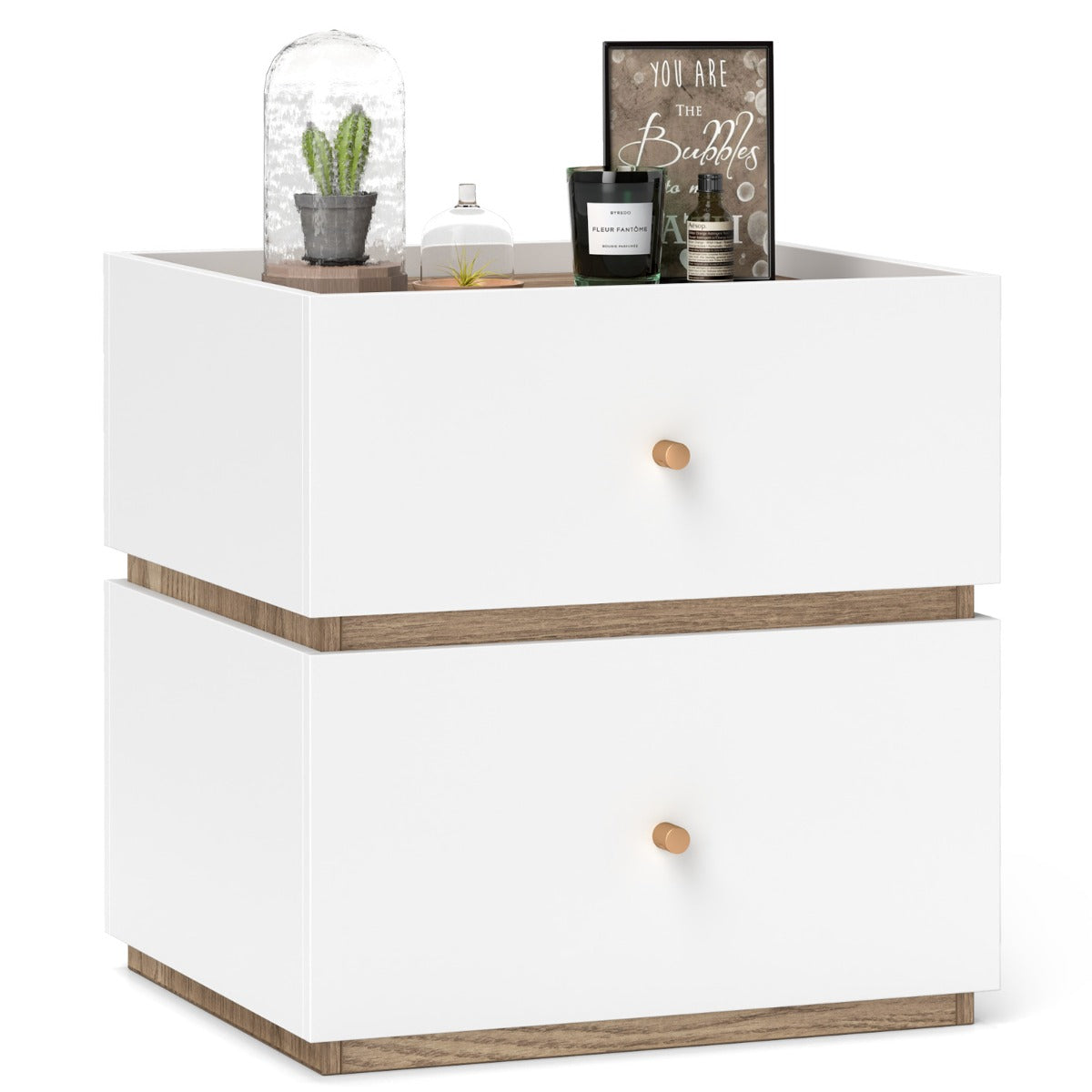 2-Drawer Nightstand Modern Bedside Table with Storage