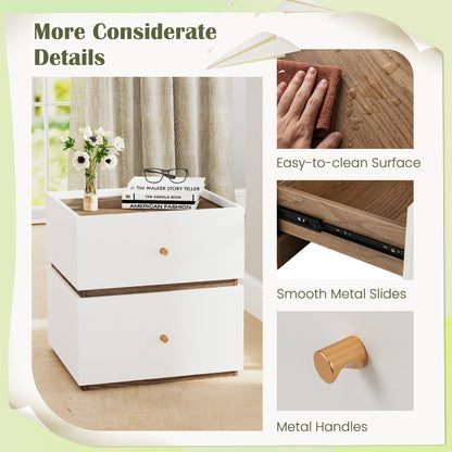 2-Drawer Nightstand Modern Bedside Table with Storage