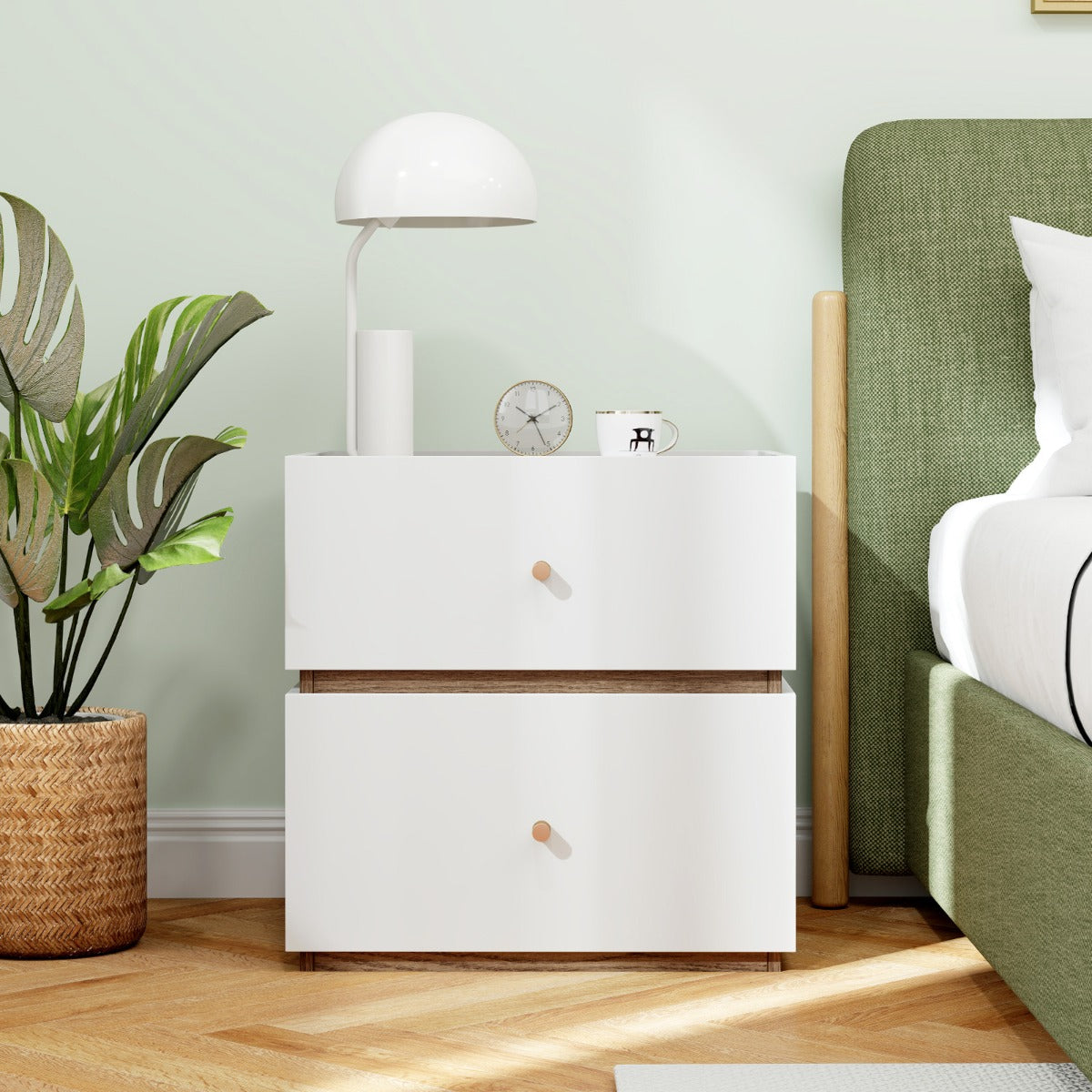 2-Drawer Nightstand Modern Bedside Table with Storage