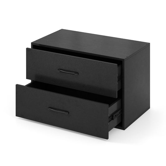 Costway 2-Drawer Stackable Storage Organizer with Anti-Topping Kits-Black