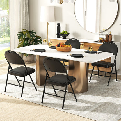 2/4 Pack Folding Chairs Padded Party Chairs with Metal Frame-Black-2 pieces