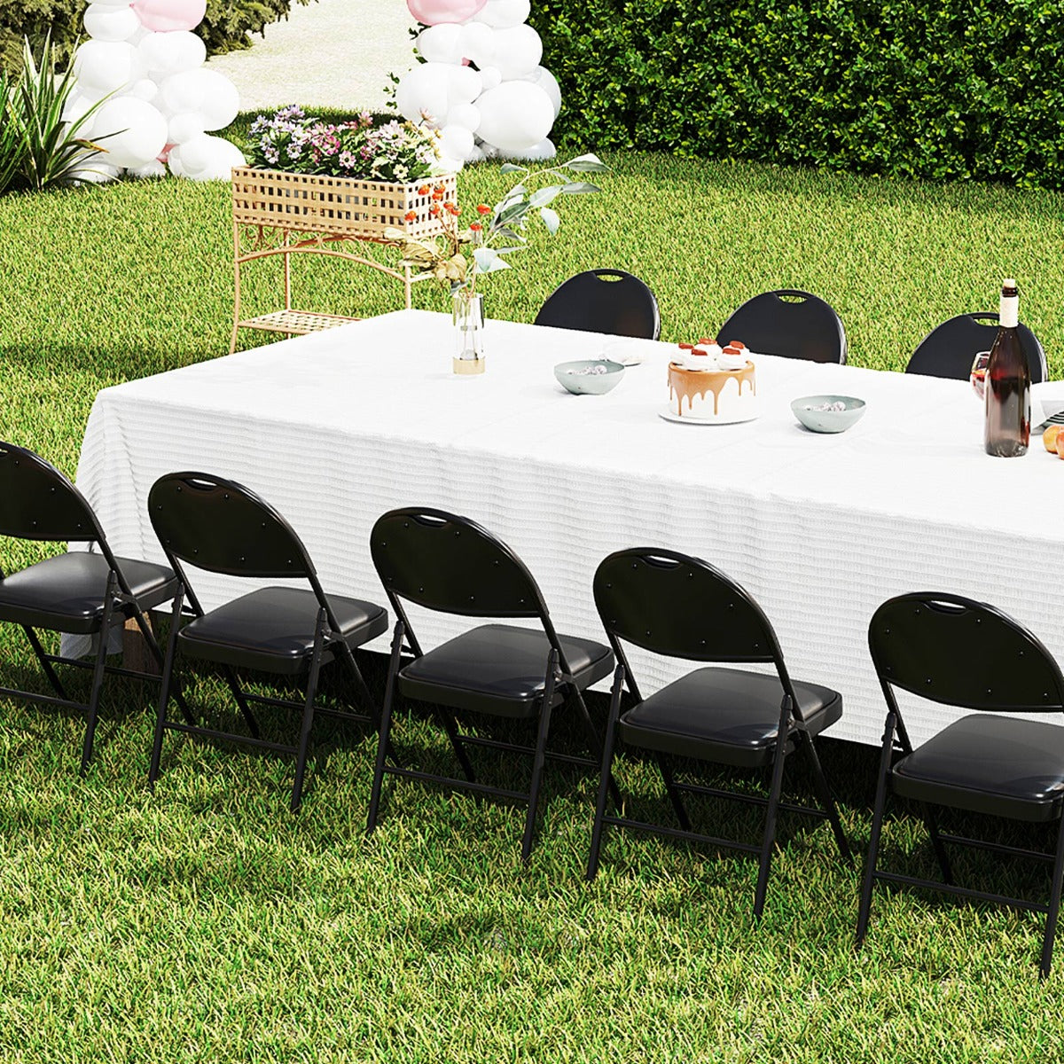 2/4 Pack Folding Chairs Padded Party Chairs with Metal Frame-Black-2 pieces