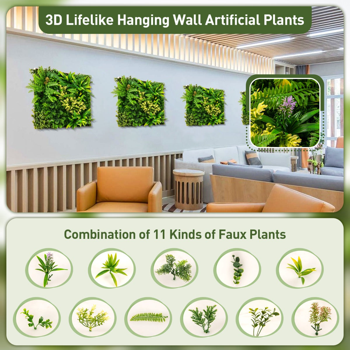 Two-pack faux plant wall panels create attractive decoration for homes, parties, events, and businesses