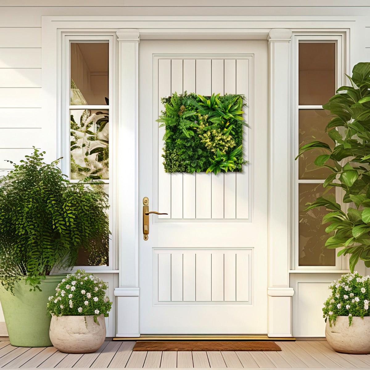 Premium PE material resists fading and sunlight, making the artificial plant wall suitable outdoors