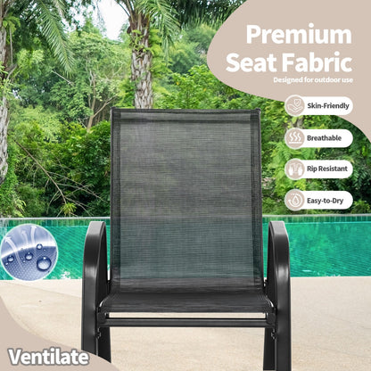 Costway Set of 2 Patio Rocking Chair with Breathable Fabric Seat-Black