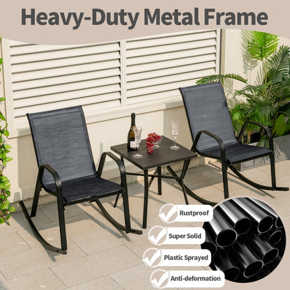 Costway Set of 2 Patio Rocking Chair with Breathable Fabric Seat-Black