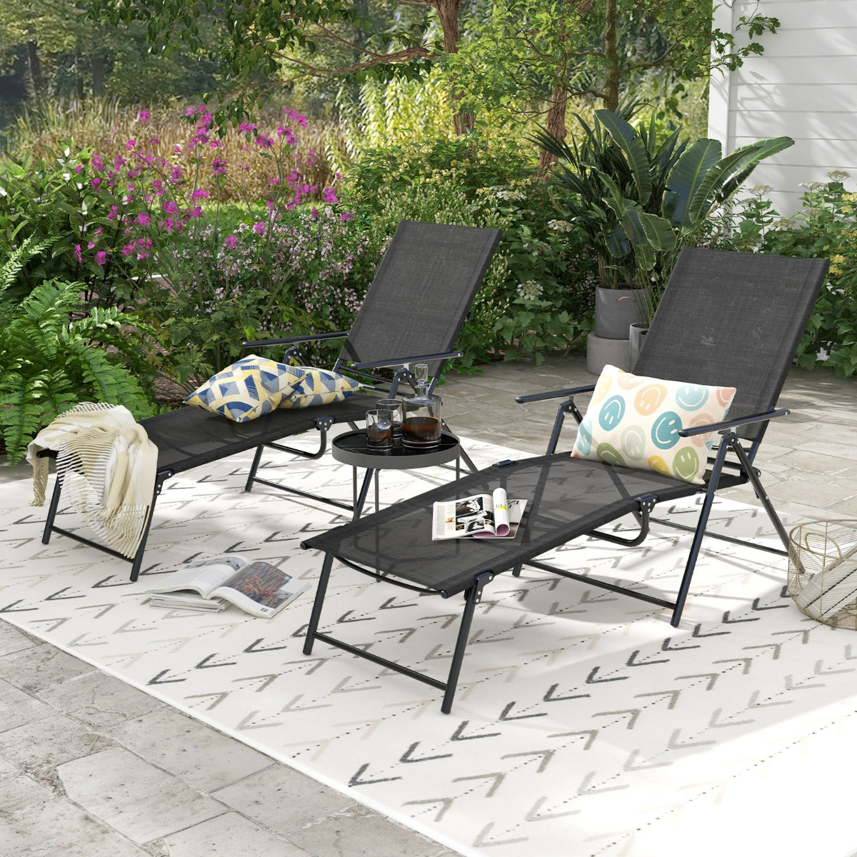 Breathable quick-drying fabric provides comfortable seating for extended outdoor relaxation