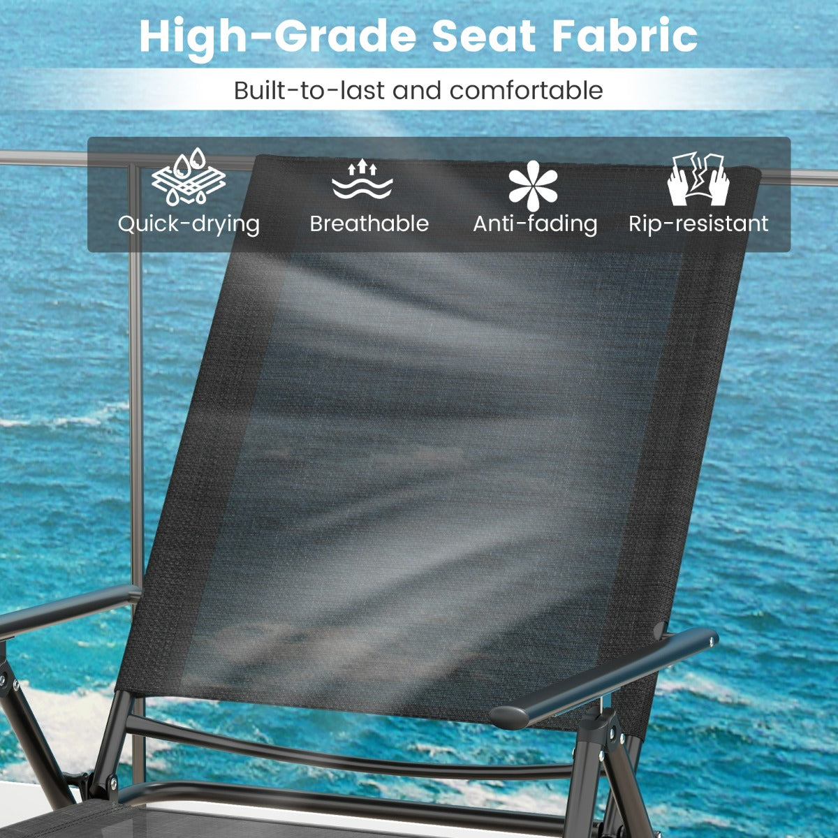 Fully assembled patio chairs open quickly for convenient use without extra installation work