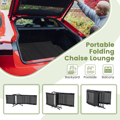 Portable folding recliners are suitable for backyards, poolside areas, balconies, and travel