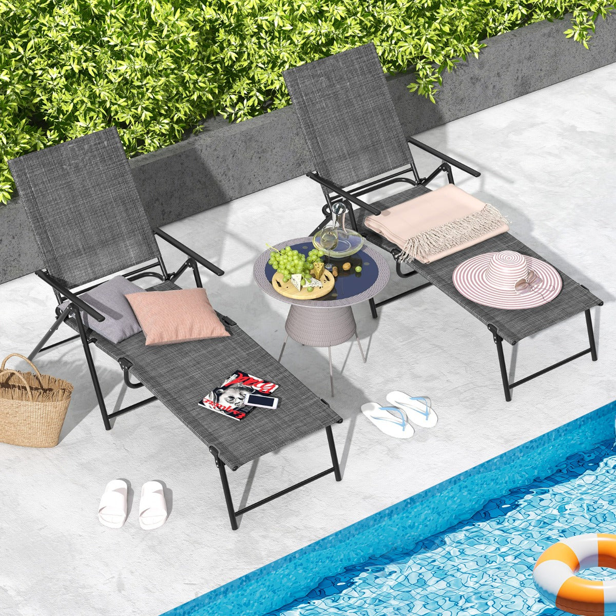 Breathable quick-drying fabric provides comfortable seating for extended outdoor relaxation
