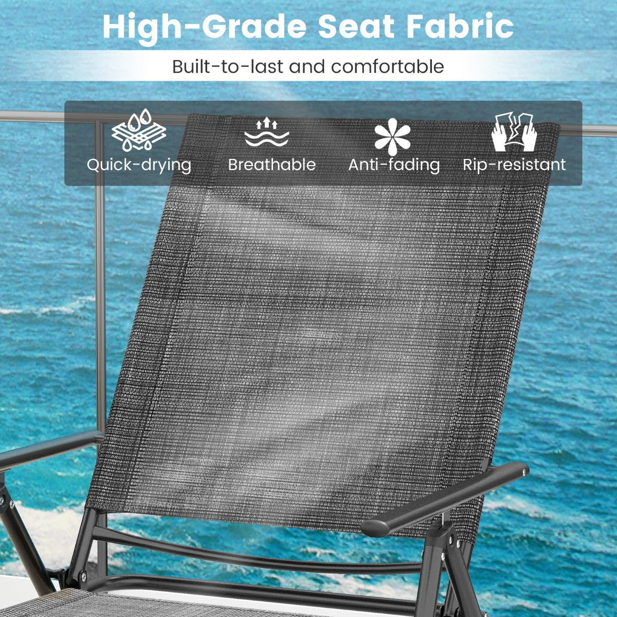 Foldable chaise lounges compactly store in a car trunk, closet, garage, or outdoor storage area