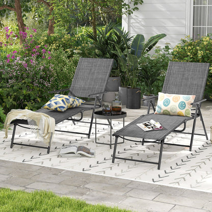 Heavy-duty rustproof metal frame supports up to 150 kg per patio recliner with excellent stability