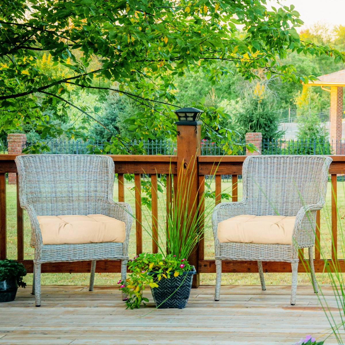 Lightweight patio cushions are easy to carry between indoor and outdoor seating areas
