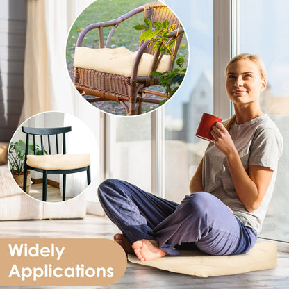 Compact outdoor cushion set stores easily in narrow corners when not in use