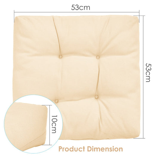 Two-pack navy patio chair cushions with thick cotton filling for comfortable outdoor seating