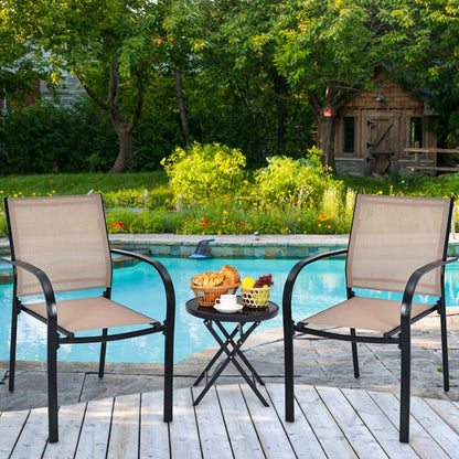Costway 2 Pieces Outdoor Stackable Dining Chairs with Armrests & Fabric