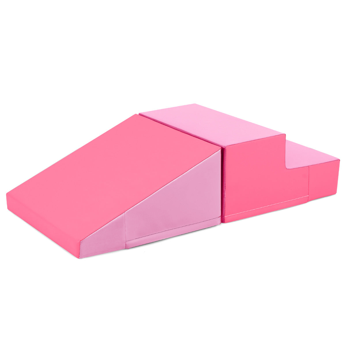 2 Pieces Soft Block Play Set with hook and loop fasteners for Crawling and Climbing-Pink