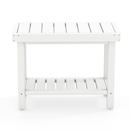 Costway 2-Tier Waterproof HDPE Shower Bench with Storage Shelf-White