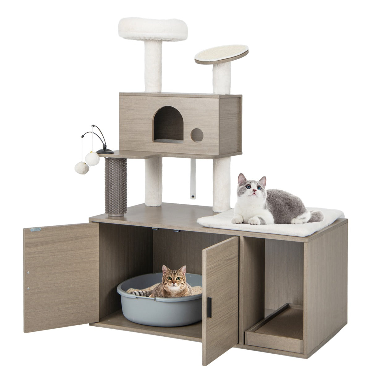 Costway 2 In 1 Cat Tree with Litter Box Enclosure for Indoor Cars