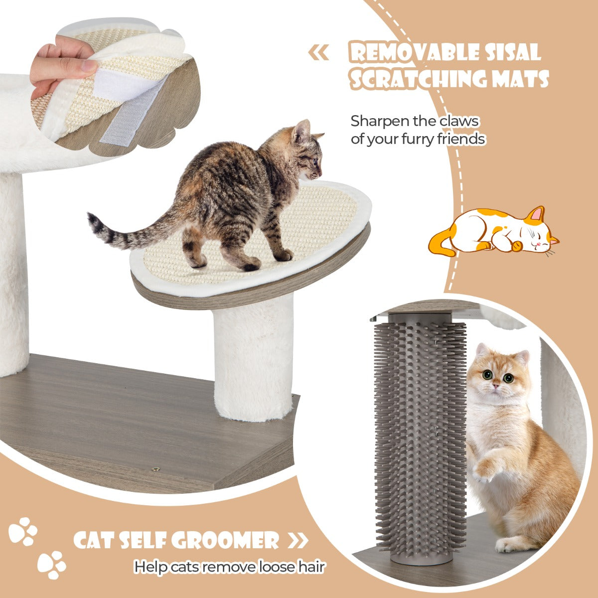 Costway 2 In 1 Cat Tree with Litter Box Enclosure for Indoor Cars