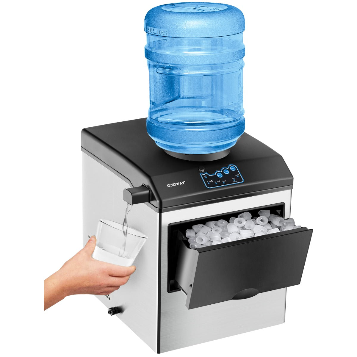 Removable 2.2kg ice basket and 2L water tank offer practical everyday beverage preparation