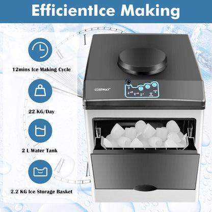 Quiet stainless steel ice maker with high-quality compressor and 42dB operating noise