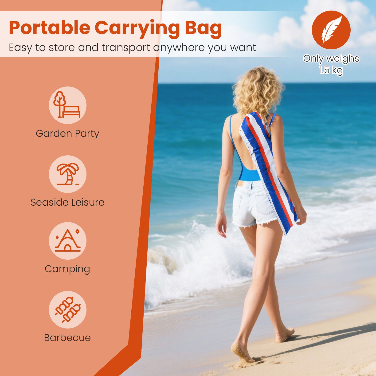 2m Beach Umbrella UPF50+ Sun Protection Portable Outdoor Sunshade Parasol-Colourful