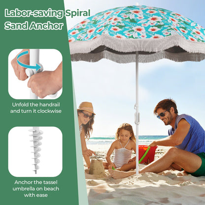 Push-button tilt mechanism adjusts the umbrella angle by 30 degrees for customized shade