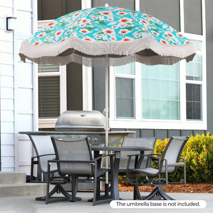 Quick-open two-section design makes this lightweight tassel umbrella easy to assemble