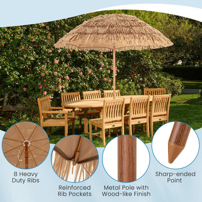 200 cm diameter tiki umbrella with 173 cm edge clearance suits beaches, parks and camping