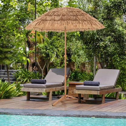 Costway 2M Thatched Tiki Umbrella with Foldable Stand-Natural