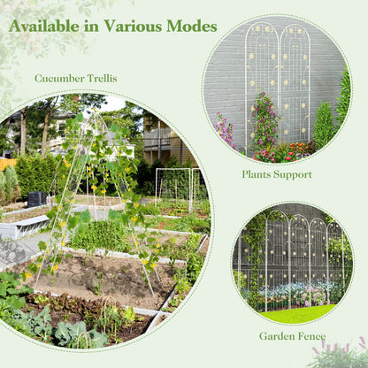 Costway 2 Pack Metal Garden Trellis 180 cm x 50 cm for Climbing Plants-White