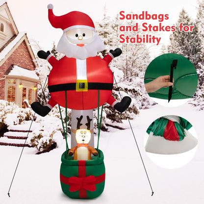 Costway 2.5M Inflatable Christmas Santa Claus with Reindeer and LED Lights
