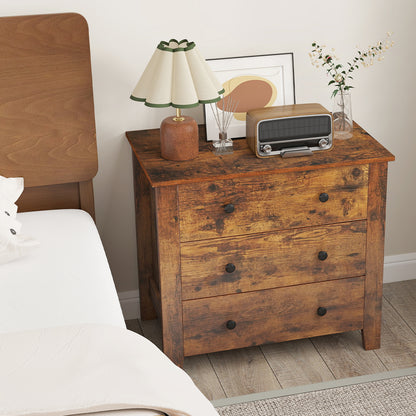 3-Drawer Dresser Wide Chest of Drawers-Coffee
