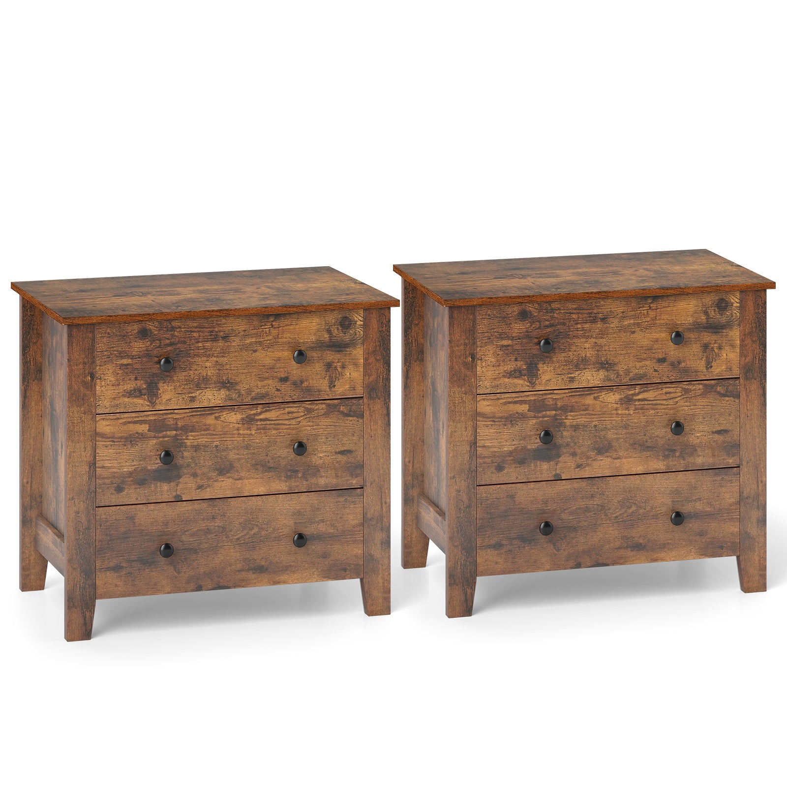 3-Drawer Dresser Wide Chest of Drawers-Coffee