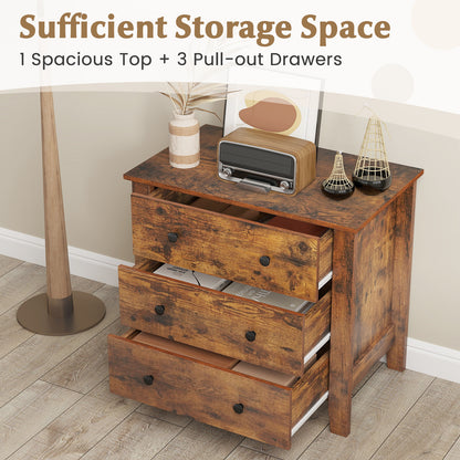 3-Drawer Dresser Wide Chest of Drawers-Coffee