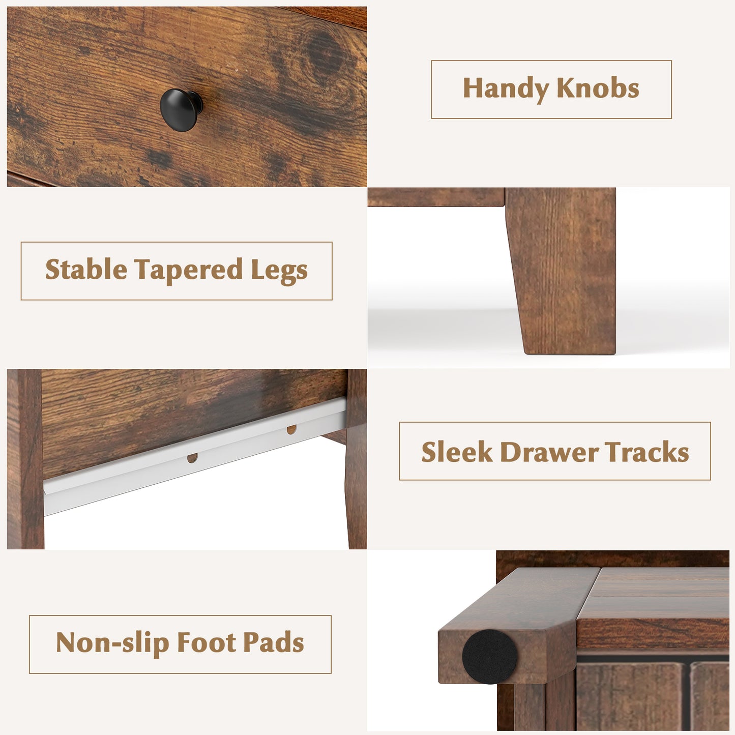 3-Drawer Dresser Wide Chest of Drawers-Coffee