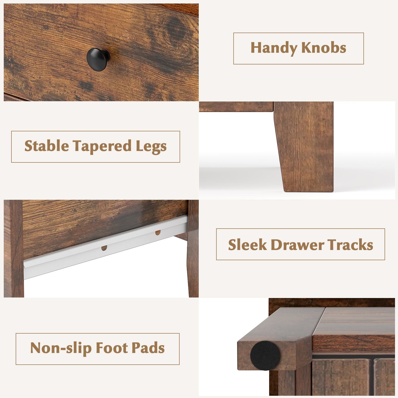 3-Drawer Dresser Wide Chest of Drawers-Coffee