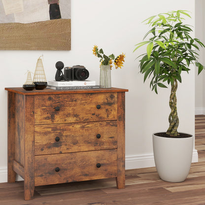 3-Drawer Dresser Wide Chest of Drawers-Coffee