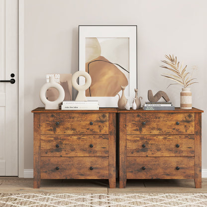 3-Drawer Dresser Wide Chest of Drawers-Coffee