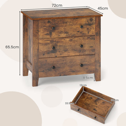 3-Drawer Dresser Wide Chest of Drawers-Coffee