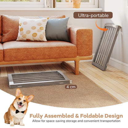 3-Panel Dog Gate 76cm Wooden Pet Fence for Small and Medium Dogs-Grey