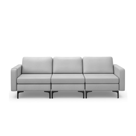 3-Seat Sofa Upholstered Modular Sofa Couch with Magazine Caddy Holder