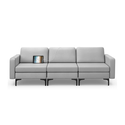 3-Seat Sofa Upholstered Modular Sofa Couch with Magazine Caddy Holder