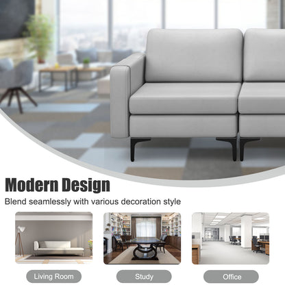 3-Seat Sofa Upholstered Modular Sofa Couch with Magazine Caddy Holder